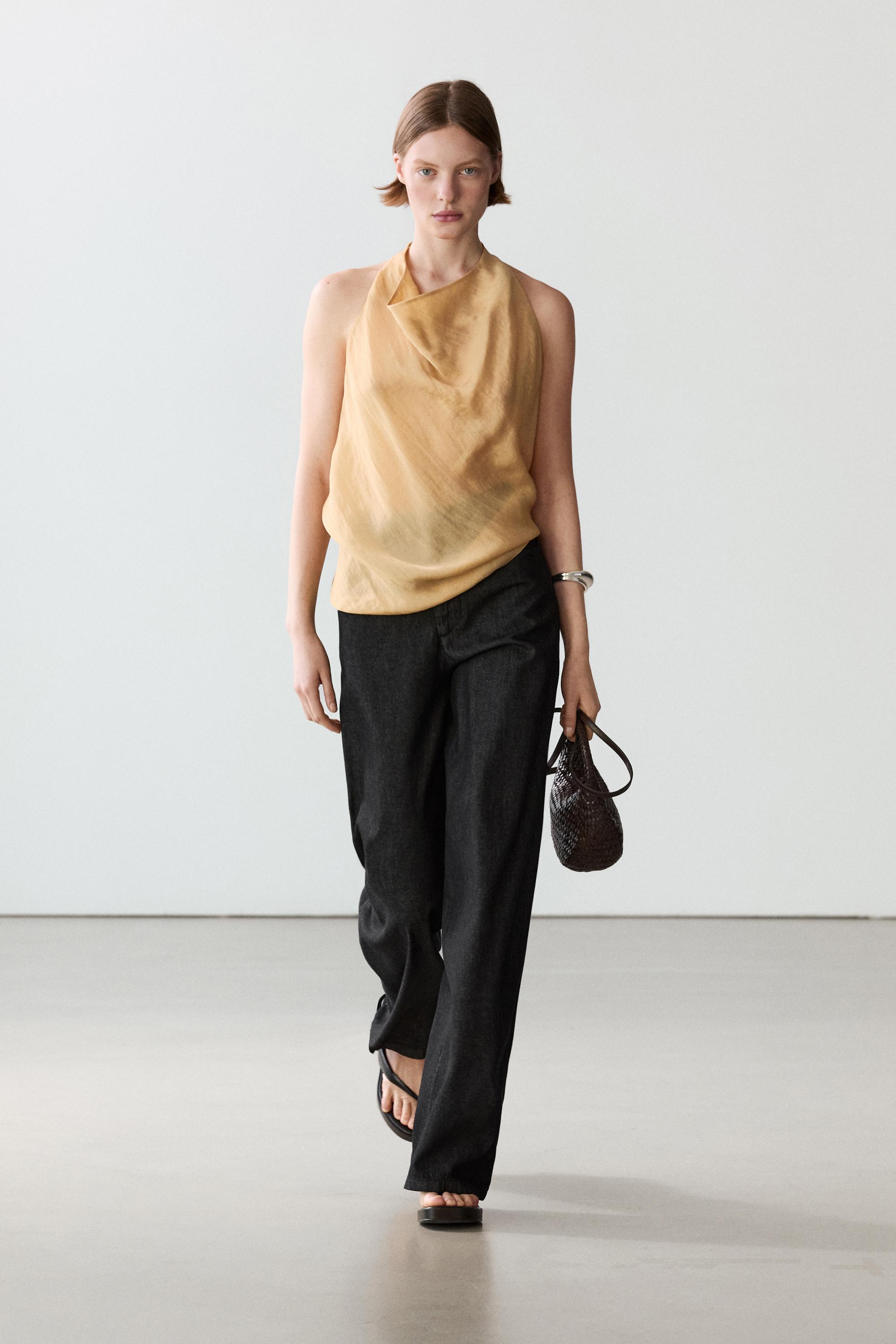 Flowing top with cowl neckline